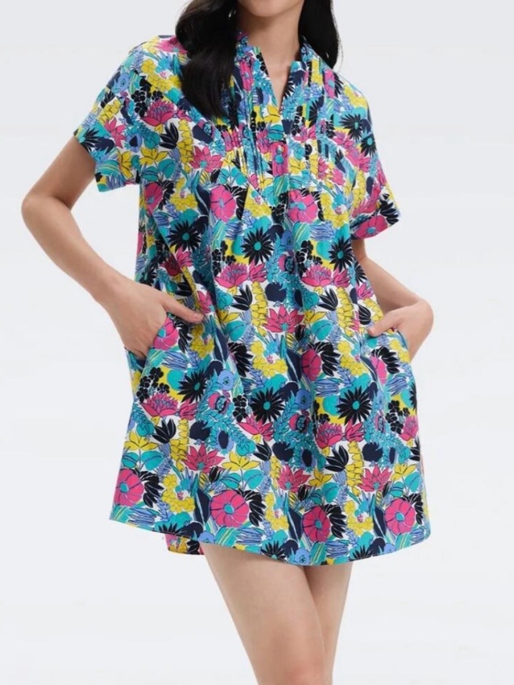 DVF Diane Van Furstenberg Fiona Dress, Garden of Earthy Summer Turquoise, S
